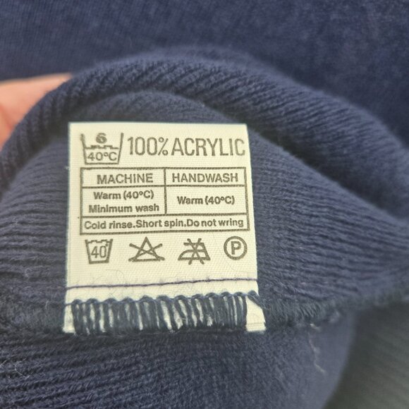 Vintage Blarney Woolen Mills Navy Ireland V-Neck Pullover Acrylic Sweater Small - Picture 5 of 9